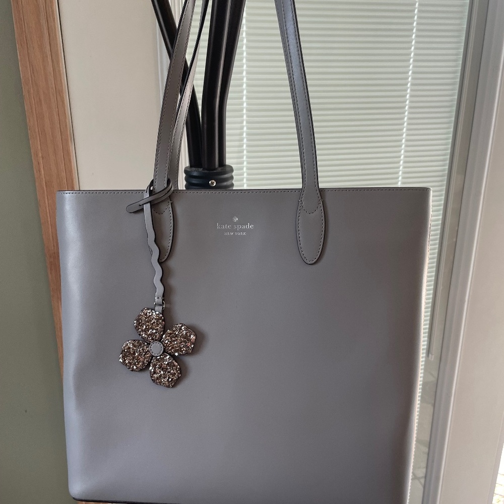 Grey leather Kate Spade tote